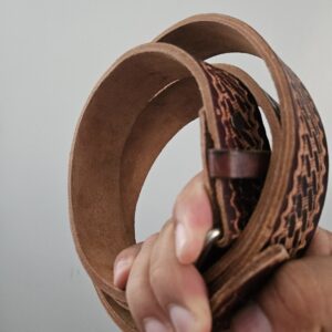 Hand made Leather belt, tire motive