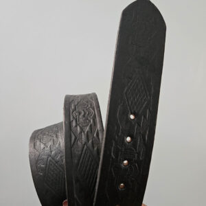 Leather belt, inca motif, black